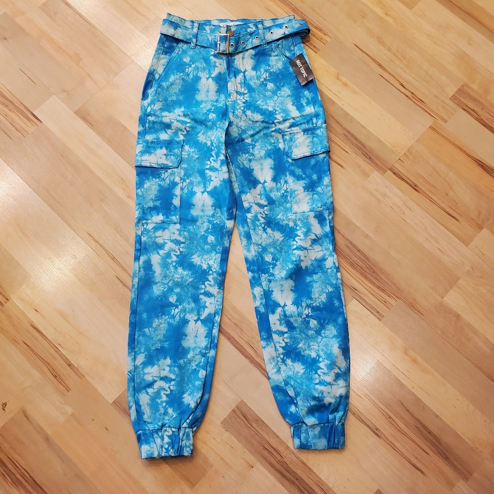 NWT Almost Famous Blue Tye Dye Cargo Pants from Hot Topic Sz Small